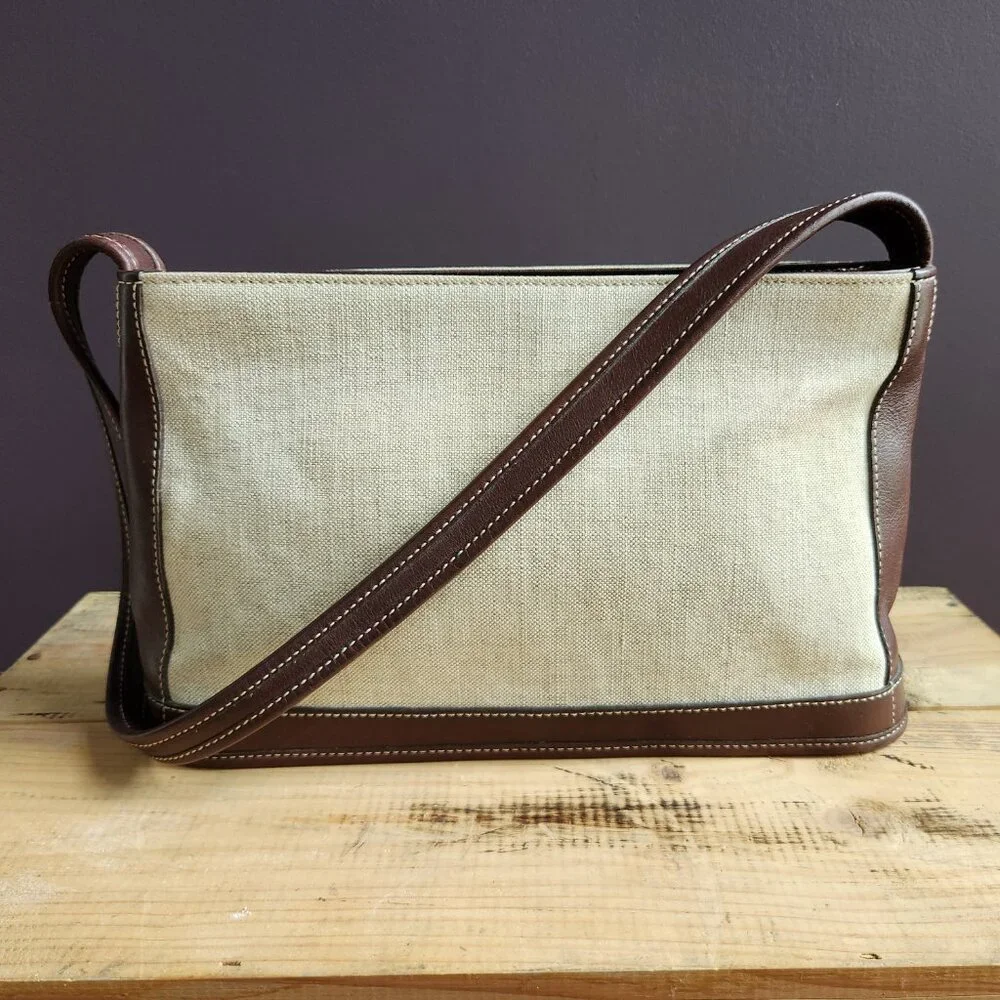 Coach Vintage Canvas Bleeker Zip Satchel | 6124 | Beige & Mahogany Brown | 1999